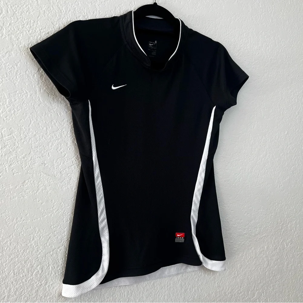 Nike Team Black Short Sleeve Softball Pullover V‎ Neck Shirt Women’s Size Large